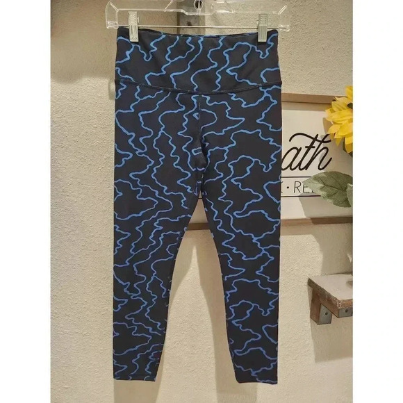 Athleta Elation Train Textured Tights 7/8 Length Black and Blue Size Small. - Picture 1 of 7